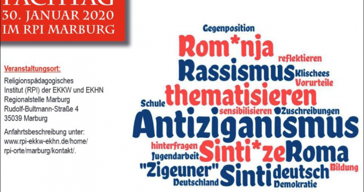 Flyer-Cover zum Fachtag „Antiziganismus - Herausforderung für Schule und Gemeinde“ am 30. Januar 2020