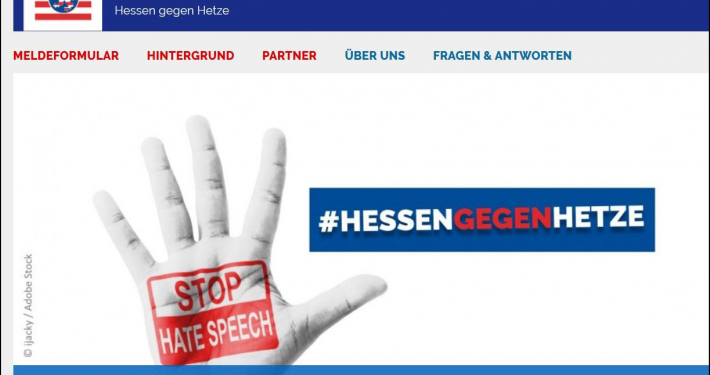 Screenshot des Meldeportals "Hessen gegen Hetze"